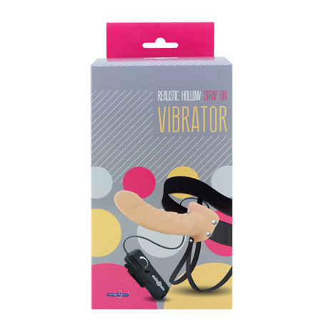 REALISTIC HOLLOW STRAP ON VIBRATOR 8INCH