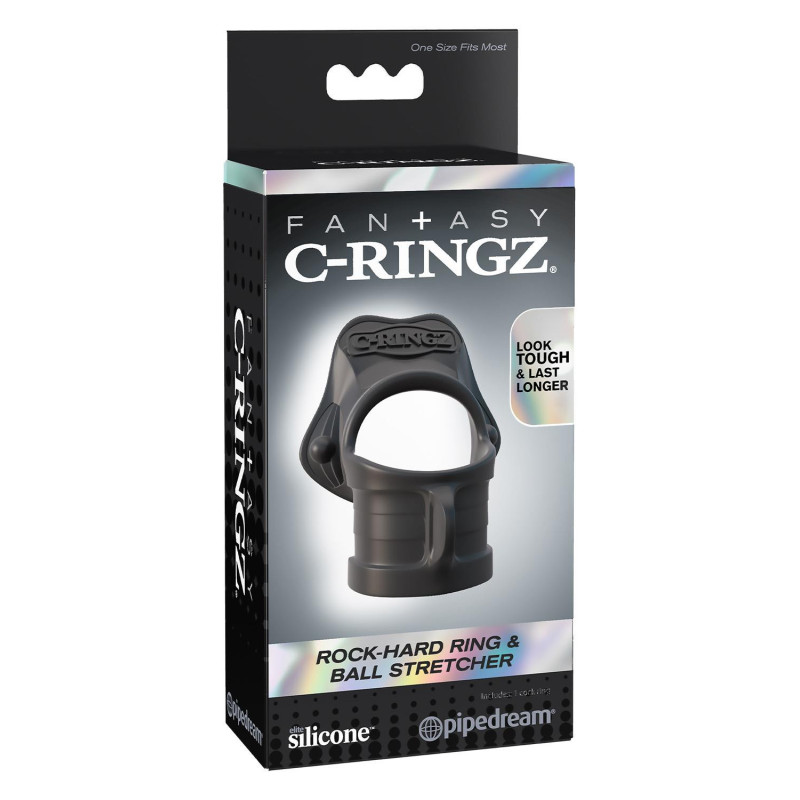 FANTASY C-RINGZ ROCK HARD RING & BALL-STRETCHER BLACK