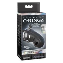 FANTASY C-RINGZ HARDCORE SILICONE COCK BLOCKER BLACK