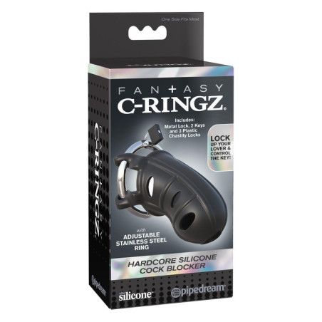 FANTASY C-RINGZ HARDCORE SILICONE COCK BLOCKER BLACK