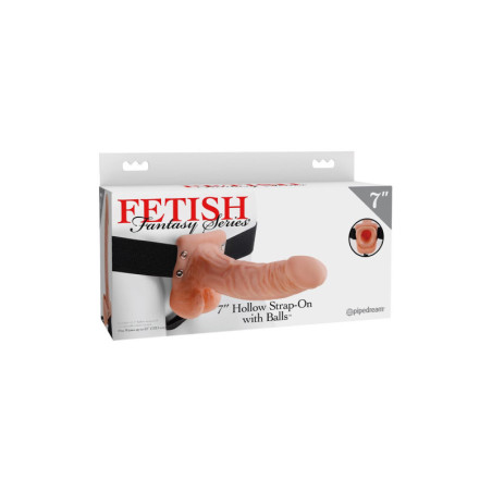 FETISH FANTASY SERIES 7 INCH HOLLOW STRAP-ON WITH BALLS LIGHT