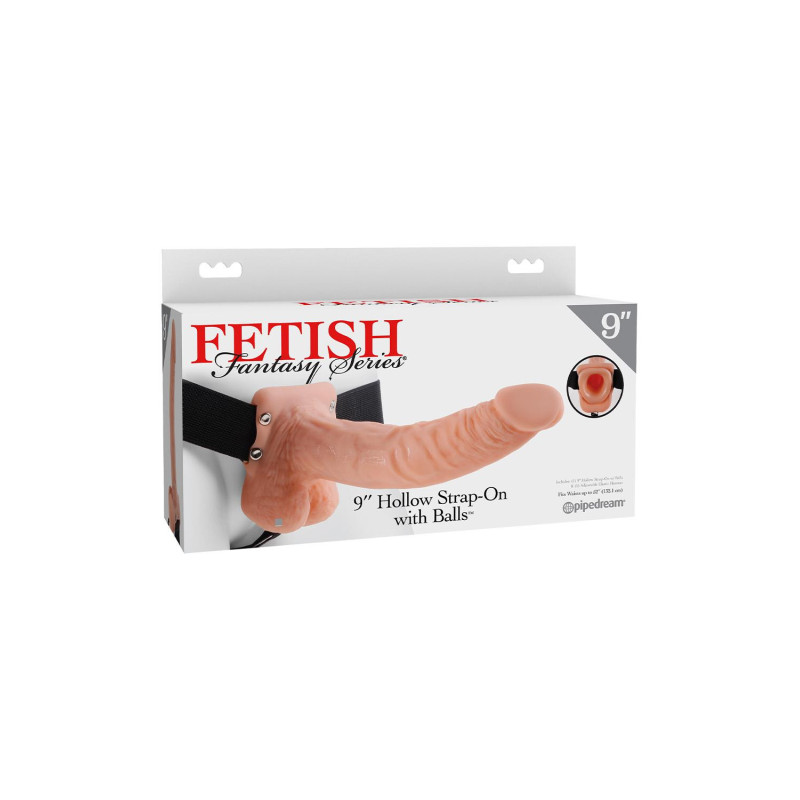 FETISH FANTASY SERIES 9 INCH HOLLOW STRAP-ON WITH BALLS LIGHT