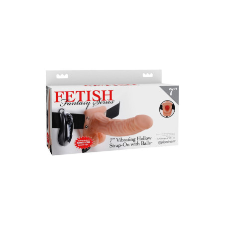 FETISH FANTASY SERIES 7 INCH VIBRATING HOLLOW STRAP-ON WITH BALLS LIGHT