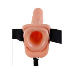 FETISH FANTASY SERIES 7 INCH VIBRATING HOLLOW STRAP-ON WITH BALLS LIGHT