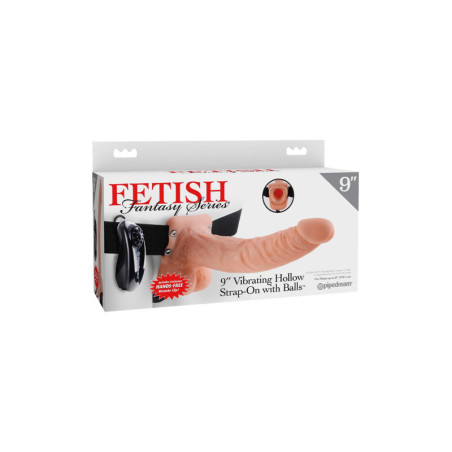 FETISH FANTASY SERIES 9 INCH VIBRATING HOLLOW STRAP-ON WITH BALLS LIGHT