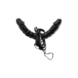 FETISH FANTASY SERIES VIBRATING DOUBLE DELIGHT STRAP-ON BLACK