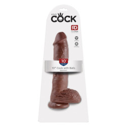 KING COCK 10 INCH COCK WITH BALLS BROWN