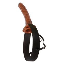 FETISH FANTASY SERIES 10 INCH CHOCOLATE DREAM HOLLOW STRAP-ON BROWN