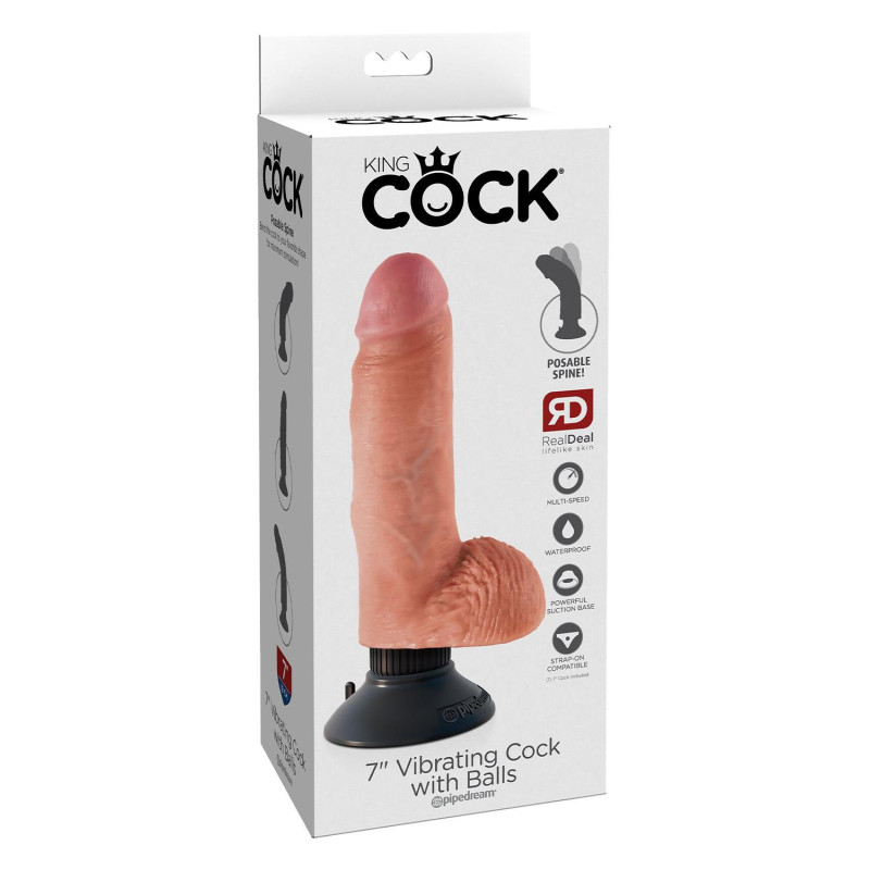 KING COCK 7 INCH VIBRATING COCK WITH BALLS LIGHT