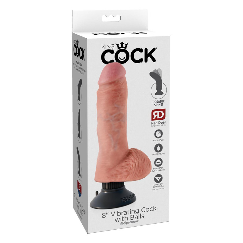 KING COCK 8 INCH VIBRATING COCK WITH BALLS LIGHT