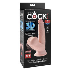 KING COCK PLUS 6 INCH TRIPLE DENSITY COCK WITH SWINGING BALLS LIGHT