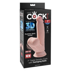 KING COCK PLUS 7 INCH TRIPLE DENSITY COCK WITH SWINGING BALLS LIGHT