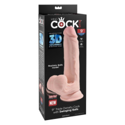 KING COCK PLUS 9 INCH TRIPLE DENSITY COCK WITH SWINGING BALLS LIGHT