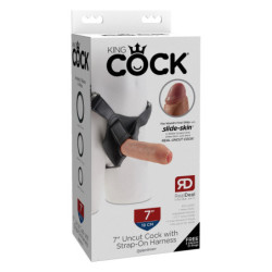 KING COCK 7 INCH UNCUT WITH STRAP ON HARNESS LIGHT