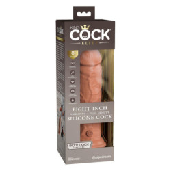 KING COCK ELITE 8 INCH DUAL DENSITY VIBRATING SILICONE COCK TAN