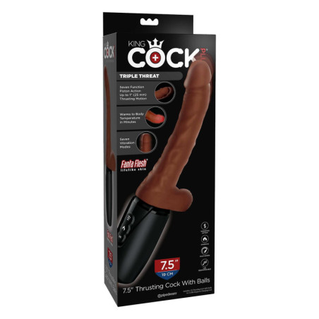 KING COCK PLUS 7.5 INCH THRUSTING COCK WITH BALLS BROWN