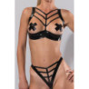 GP LATEX CUPLESS BRA & STRING SET BLACK, L