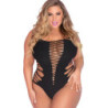 SLICE N DICE SEAMLESS BODYSUIT BLACK, PLUS SIZE