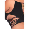 SLICE N DICE SEAMLESS BODYSUIT BLACK, PLUS SIZE