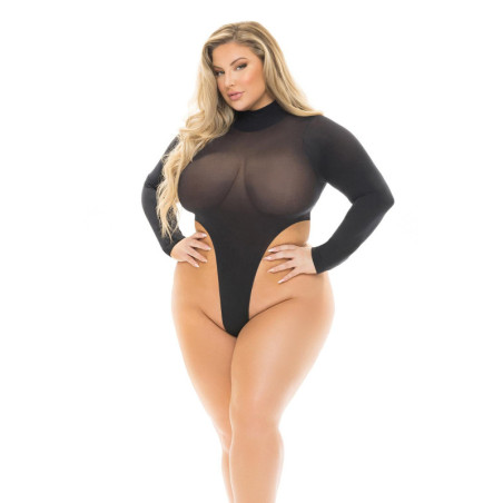 HIGH AF OPEN BACK TEDDY BLACK, PLUS SIZE