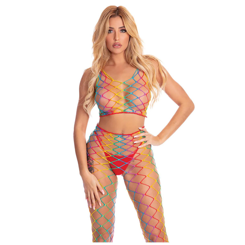 ROY G. BIV 2PC BODYSTOCKING RAINBOW, OS