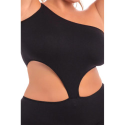 ONE SHOULDER CROPPED CATSUIT BLACK, XL/2XL