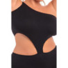 ONE SHOULDER CROPPED CATSUIT BLACK, 3XL/4XL