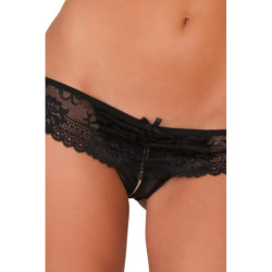 CROTCHLESS LACE BOYSHORT BLACK, M/L