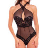 MIDNIGHT HALTER TEDDY BLACK, S/M