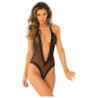 OPEN BACK LACE & NET TEDDY BLACK, S/M