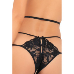 PEEP SHOW STRAP & LACE TEDDY BLACK, M/L