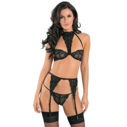 DEEPEST DESIRES 3PC BRA SET BLACK, M/L