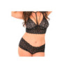 2PC LACE CHOKER BOYSHORT SET BLACK, 3X4