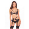 BOSS OF YOU 3PC BRA GARTER SET BLACK, M/L