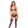 BOSS OF YOU 3PC BRA GARTER SET BLACK, M/L