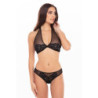 MIDNIGHT HALTER 2PC BRA SET BLACK, M/L