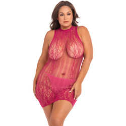 RECKLESS LACE MINI DRESS PINK PLUS SIZE