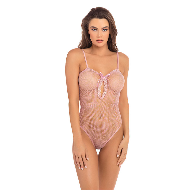 UNDONE SEE THROUGH BODYSUIT PINK, OS