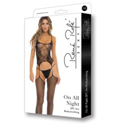 ON ALL NIGHT 2PC SET BODYSTOCK BLACK, OS