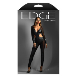 WETLOOK CATSUIT WITH HIDDEN FULL ZIPPER CLOSURE, L/XL