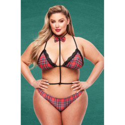 TEACHERS PET 3PC BADDIE SCHOOLGIRL SET TARTAN, QUEEN