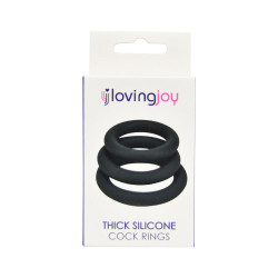 Loving Joy Dikke Silicone Cock Rings 3 Pak Grijs