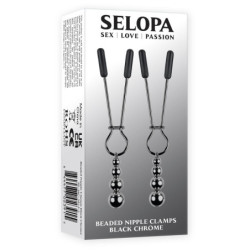 SELOPA BEADED NIPPLE CLAMPS BLACK CHROME