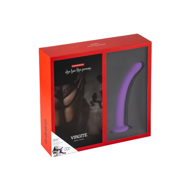 VIRGITE  UNIVERSAL HARNESS WITH PURPLE DILDO SIZE L PURPLE