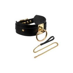 KINKY DIVA O-RING COLLAR + LEASH BLACK/GOLD