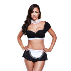 MAID BLACK RUFFLE W/WHITE UNDER BUST