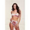 WHITE FLORAL & LACE BRA SET, M/L