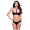 BACI 2PC SEXY QUARTER CUP BRA & G-STRING SET BLACK, M/L