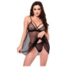 BACI 2PC STRAPPY LACE & MESH BABYDOLL & G-STRING SET BLACK, S/M