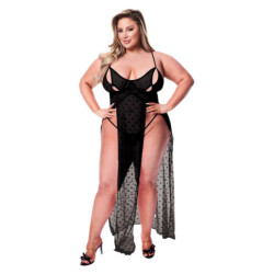 BACI 2PC MESH GOWN & G-STRING SET BLACK, QUEEN